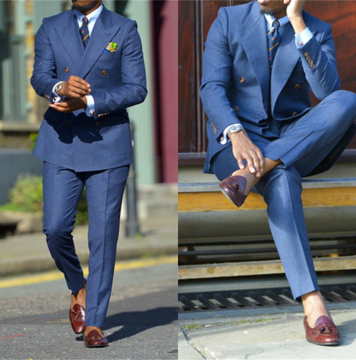 Men'S Formal Wear In Wedding - สีน้ำเงินเข้มอย่างเป็นทางการบุรุษชุด2ชิ้น Notched Lapel งานแต่งงานชุดทักซิโด้เจ้าบ่าวสวมเครื่องแต่งกาย Homme Terno