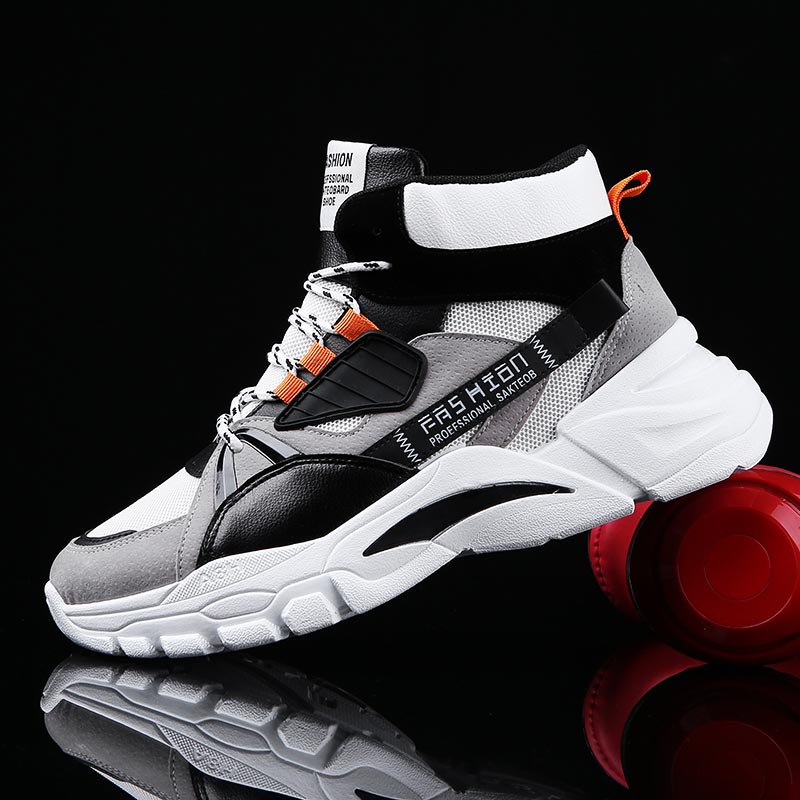 Men Formal Wear Wedding Guest - Hightopฤดูร้อนผู้ชายกีฬารองเท้าMan Runningรองเท้าผู้ชายกีฬารองเท้าผู้ชายTop Topรองเท้าผ้าใบบุรุษรองเท้าเทนนิสเดินสีเทาD-421