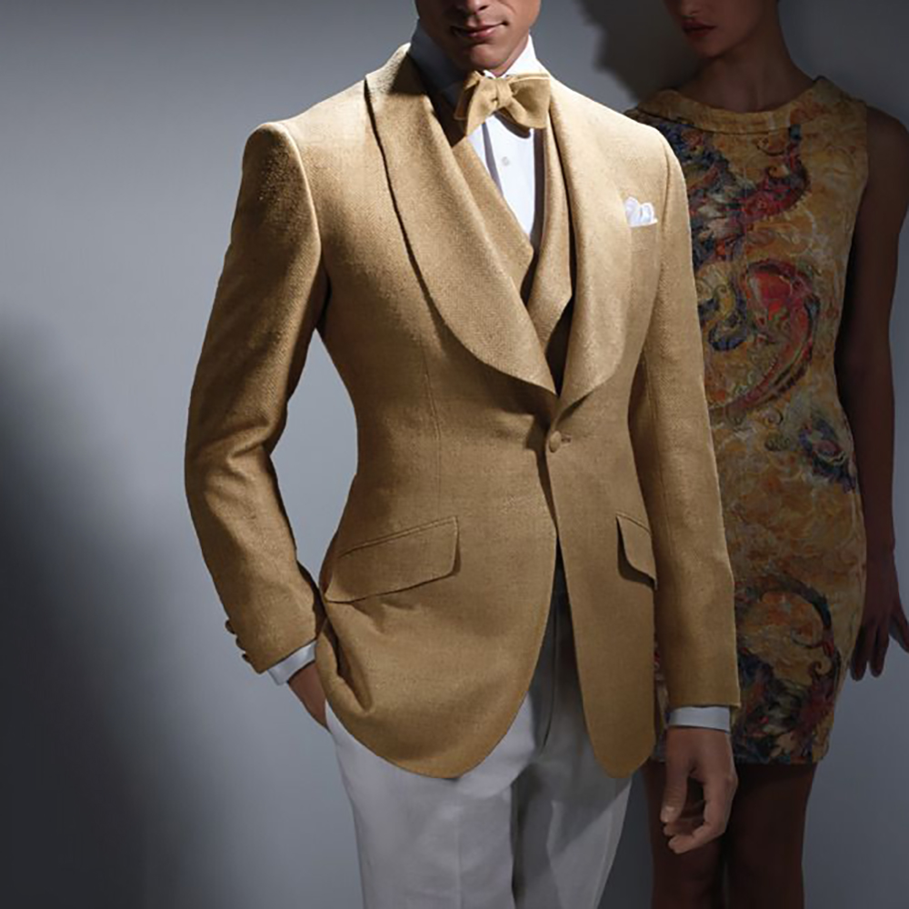 Men Formal Wear Wedding Guest - ชุดสูทผู้ชายทรงสลิมฟิต 3 ชิ้น (เสื้อสูท+เสื้อกั๊ก+กางเกง) กระดุมเดี่ยว ปกเสื้อแบบ