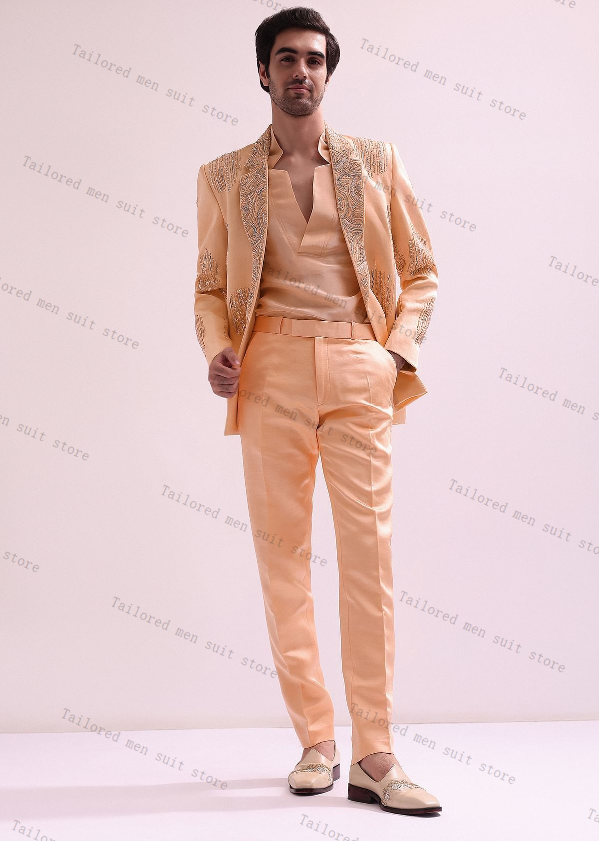 Men Formal Wear Wedding Guest - ชุดสูทผู้ชายคริสตัลหรูหรา 2 ชิ้น เสื้อเบลเซอร์+กางเกงขายาว ชุดทักซิโด้สำหรับงานแต่งงาน แจ็คเก็ตสำหรับงานทางการ