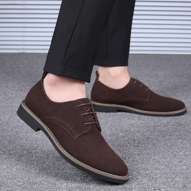 Formal Men Daily Wear Footwear - รองเท้าหนังกลับสีน้ำเงินกรมท่าสำหรับผู้ชาย แบบผูกเชือก ส้นเตี้ย เหมาะสำหรับใส่ทำงาน ใส่ลำลอง หรือใส่ในชีวิตประจำวัน