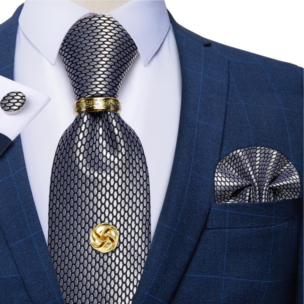 ลายสก๊อตสีดำผ้าไหมสำหรับงานแต่ - Cufflinks Silver Set บทวิจารณ์และราคา