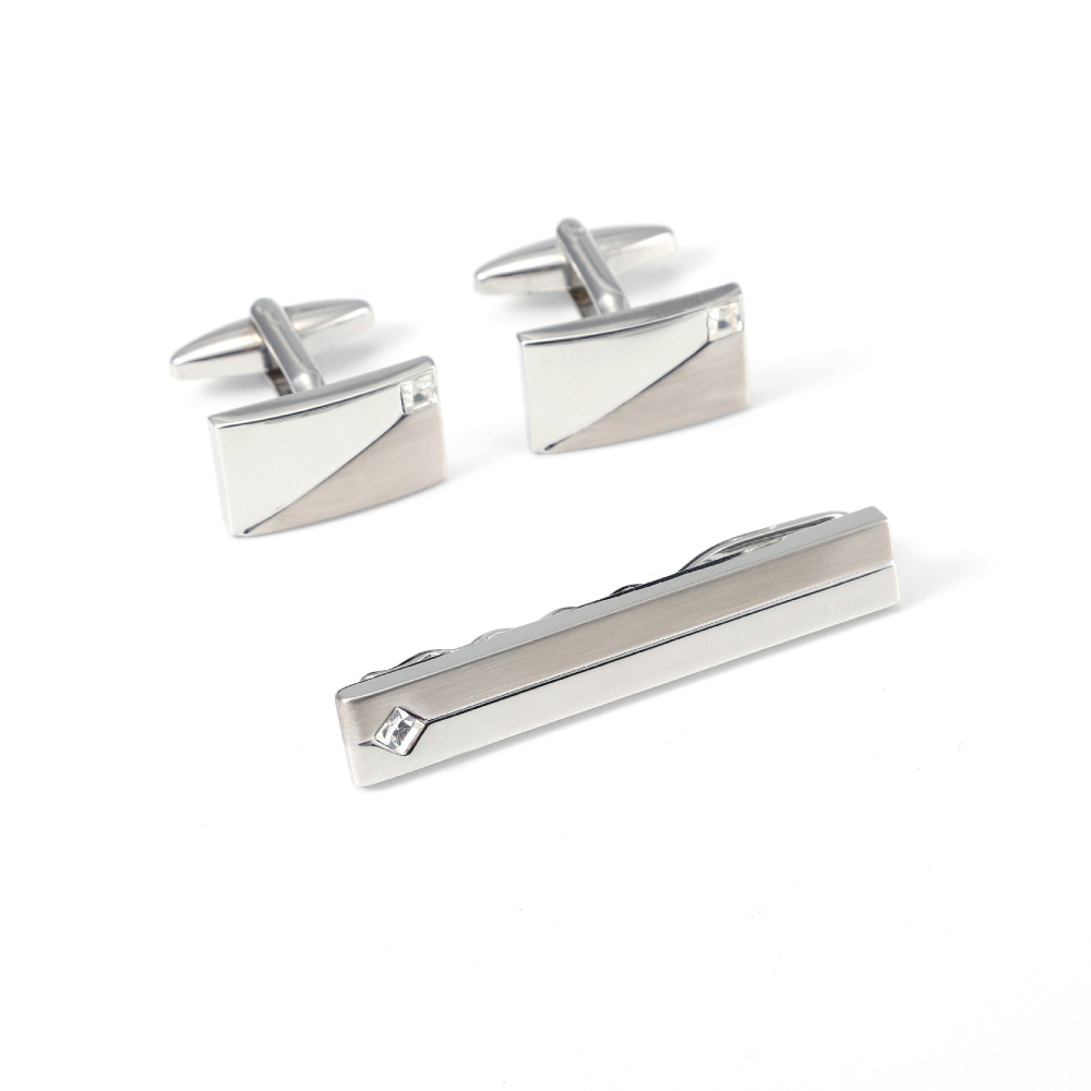 ชุดกระดุมข้อมือและคลิปหนีบเนคไ - Cufflinks Silver Set บทวิจารณ์และราคา