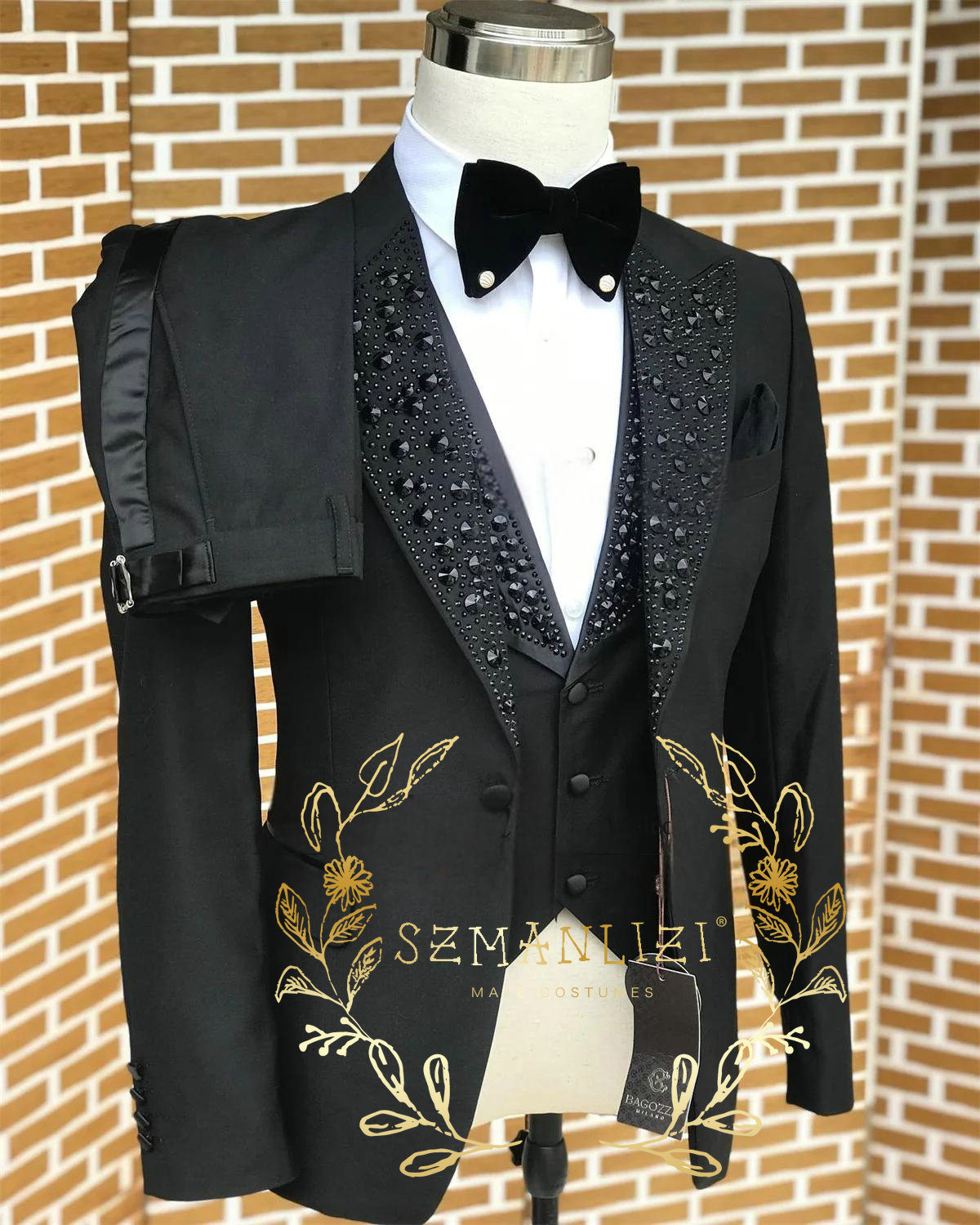 ผู้ชายสีดําชุดหรูหราหินคริสตัล - Men'S Formal Wear In Wedding บทวิจารณ์และราคา