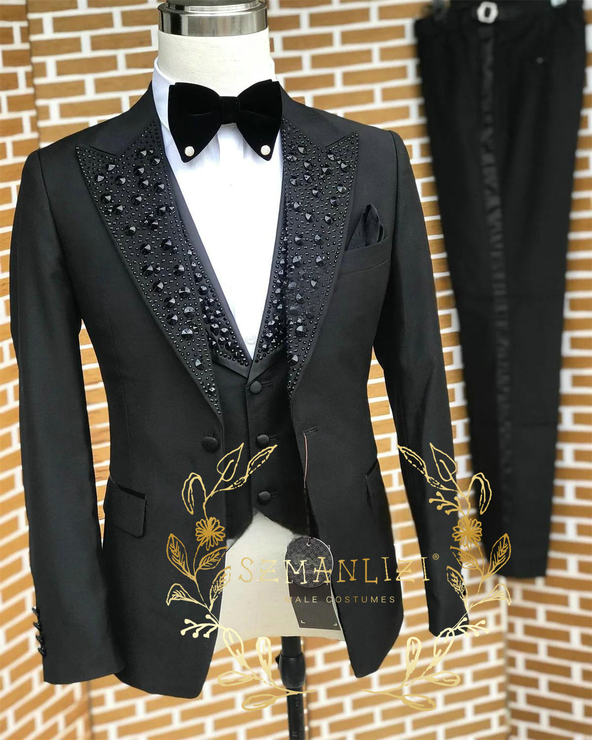 ผู้ชายสีดําชุดหรูหราหินคริสตัล - Men'S Formal Wear In Wedding บทวิจารณ์และราคา