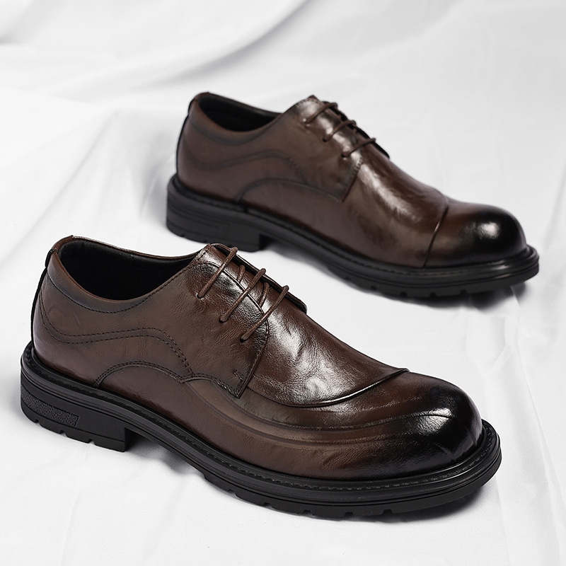 รองเท้าหนังแท้สีน้ำตาลขัดเงา แ - Men'S Formal Wear In Wedding บทวิจารณ์และราคา