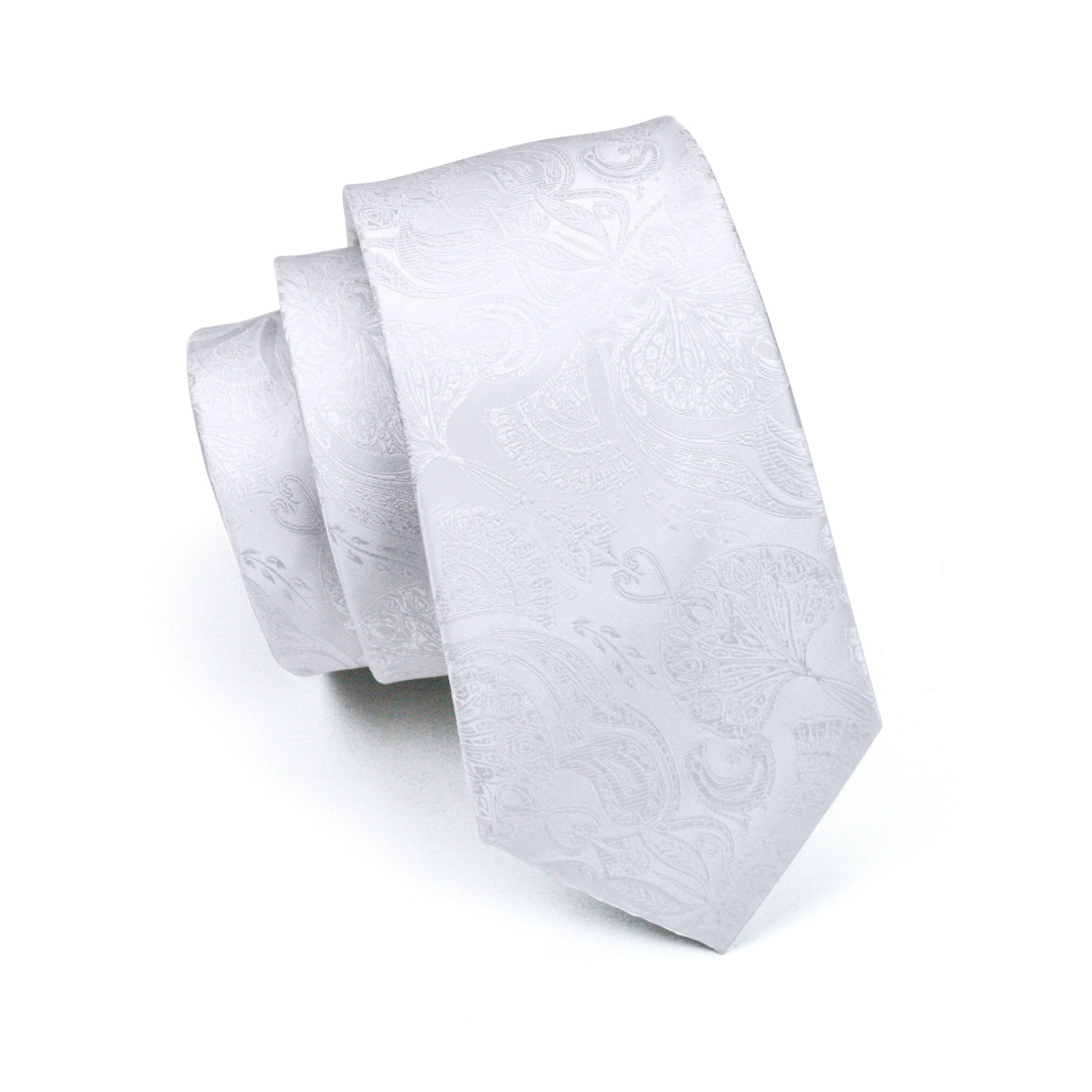 FA-393 ชาย Tie สีขาว Paisley ผ - Cufflinks Silver Set บทวิจารณ์และราคา