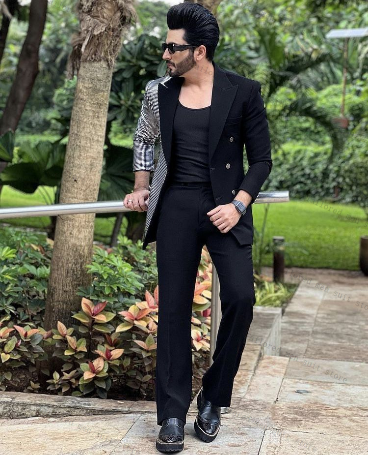 ชุดสูทผู้ชายสีดำ 2 ชิ้น เสื้อเ - Men Formal Wear Wedding Guest บทวิจารณ์และราคา