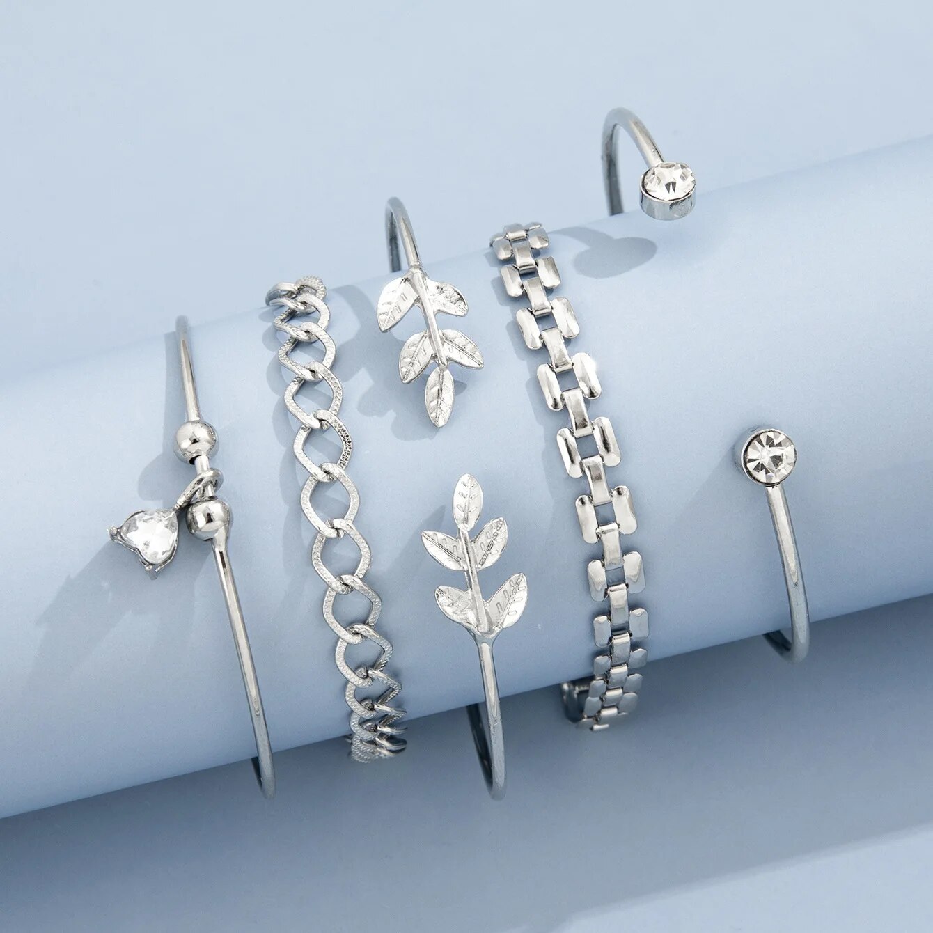 ชุดสร้อยข้อมือลายใบไม้สไตล์โบฮ - Cufflinks Silver Set บทวิจารณ์และราคา