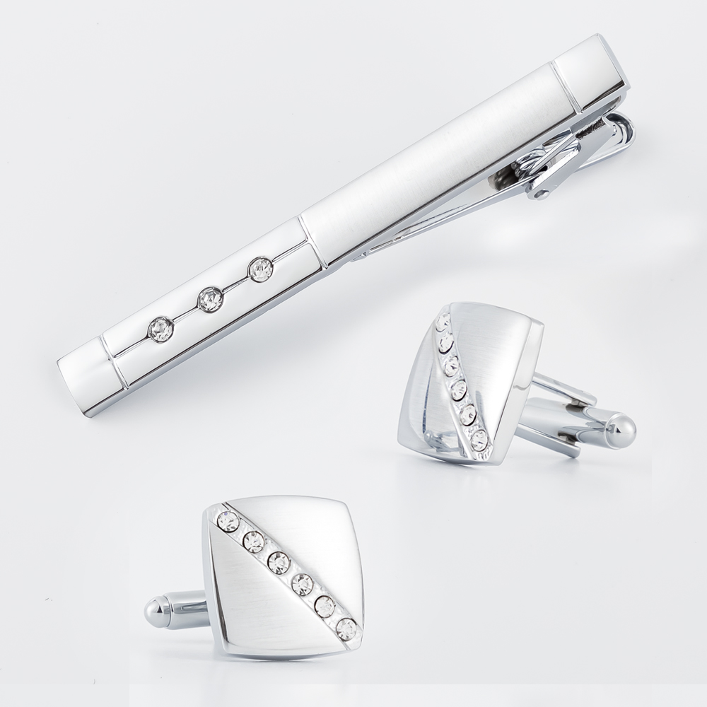 ชุดกระดุมข้อมือและคลิปหนีบเนคไ - Cufflinks Silver Set บทวิจารณ์และราคา