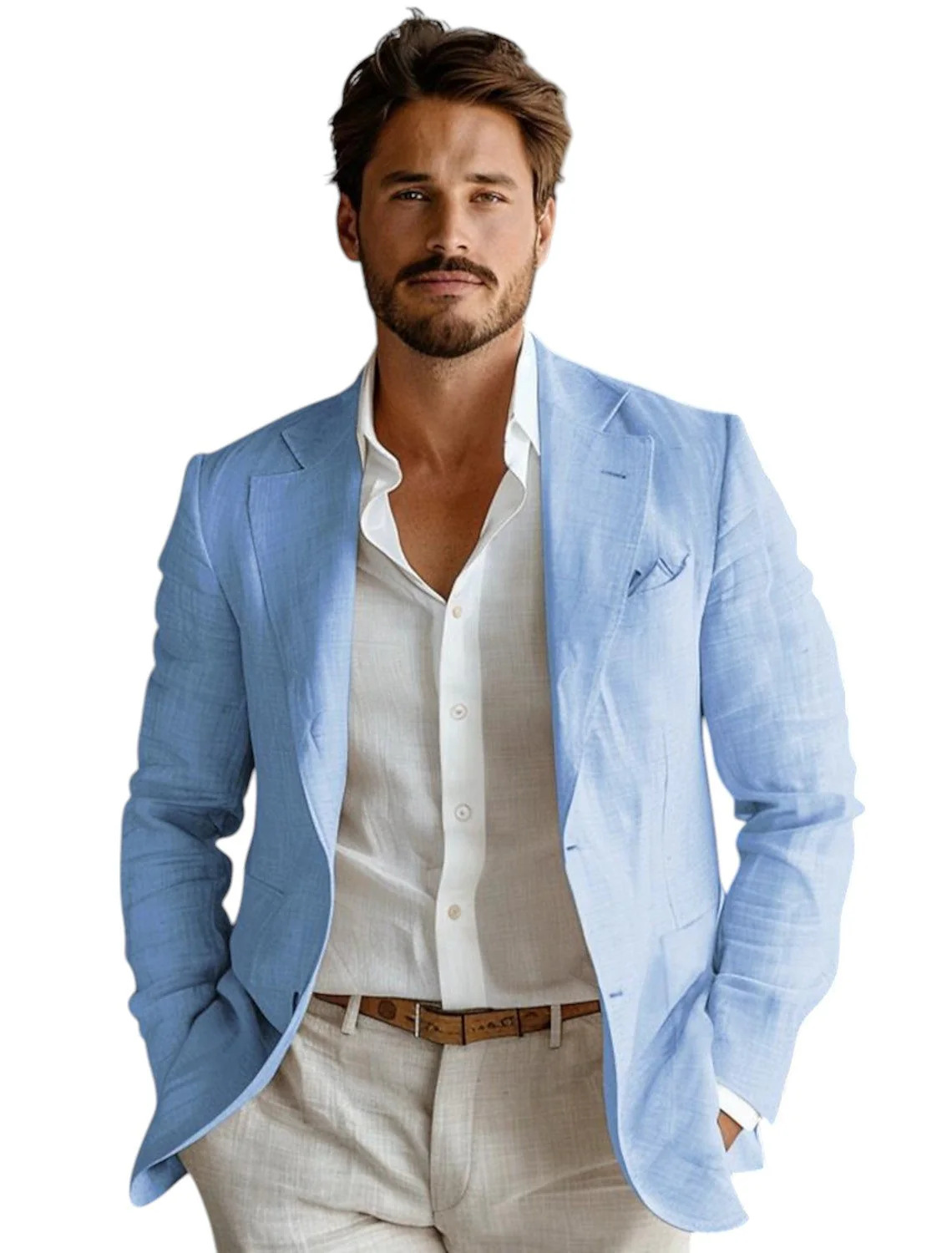 เสื้อเบลเซอร์ผ้าลินินสีน้ำเงิน - Men Formal Wear For Summer บทวิจารณ์และราคา