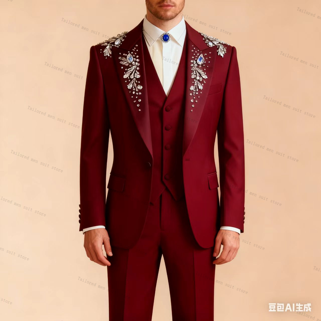 ชุดสูทสีเขียวสำหรับผู้ชาย 3 ชิ - Men Formal Wear Wedding Guest บทวิจารณ์และราคา