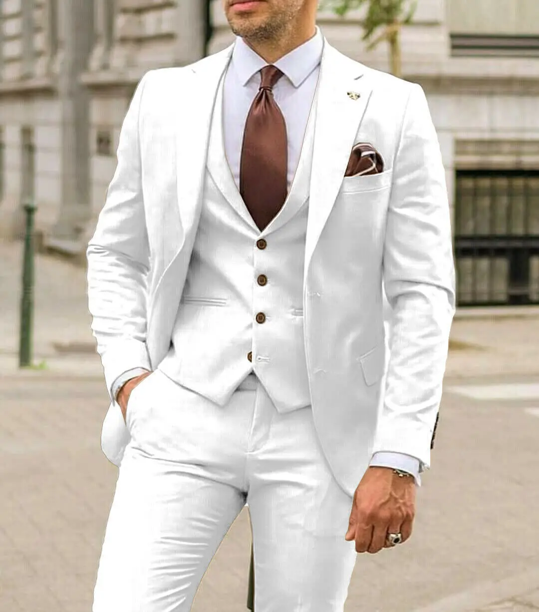 ชุดสูทผู้ชายแบบปกนอตช์ ทรงเข้า - Men Formal Wear Wedding Guest บทวิจารณ์และราคา
