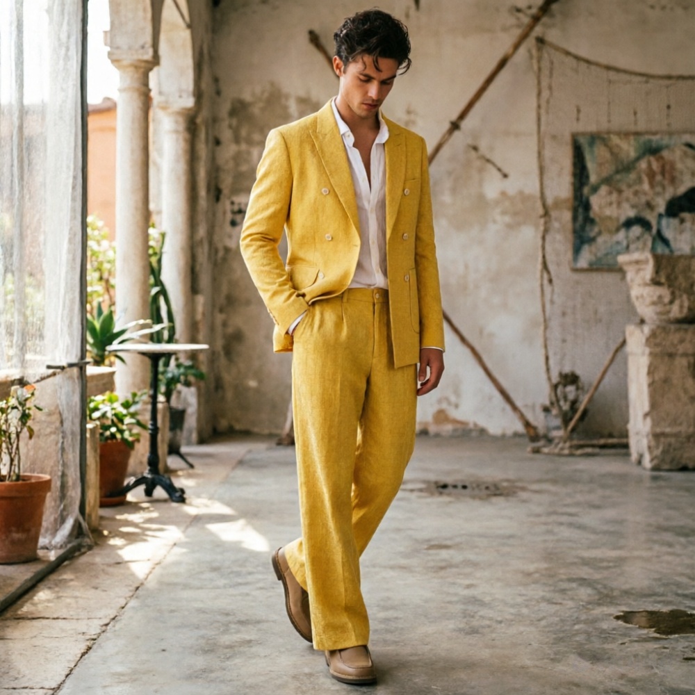 ชุดสูทผู้ชายสีเขียวเซจ ผ้าลินิ - Men Formal Wear Wedding Guest บทวิจารณ์และราคา